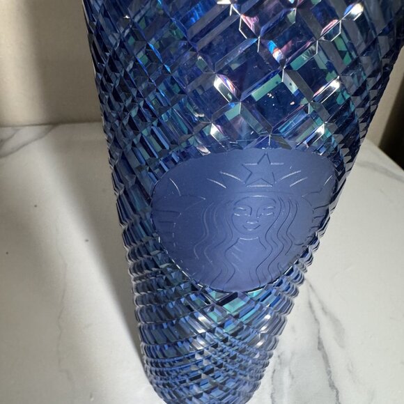2021 Starbucks Cobalt Grid Cold Cup Straw 20 oz NEW - Picture 6 of 6